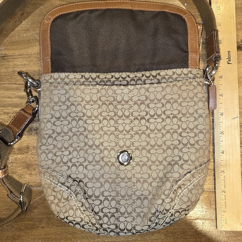 COACH Brown Soho Mini Signature C Crossbody Bag Jacquard with Leather Trim - Picture 11 of 16